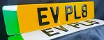 Green electric vehicle number plate