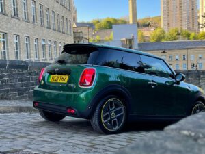 Mini Electric on cobbled road